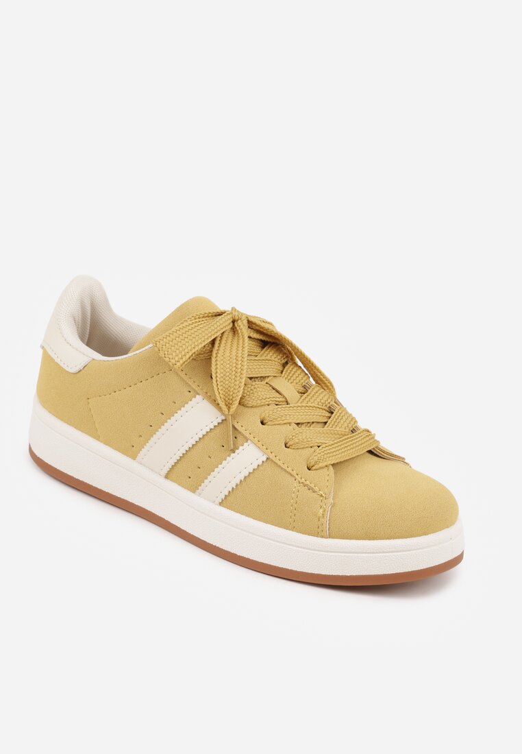 Żółte Sneakersy Ozdobione Paskami Dolirenna