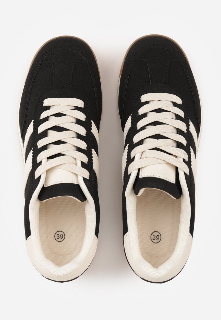 Czarne Sneakersy Ozdobione z Boku Paskami Ariene