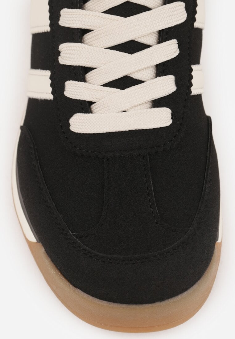 Czarne Sneakersy Ozdobione z Boku Paskami Ariene