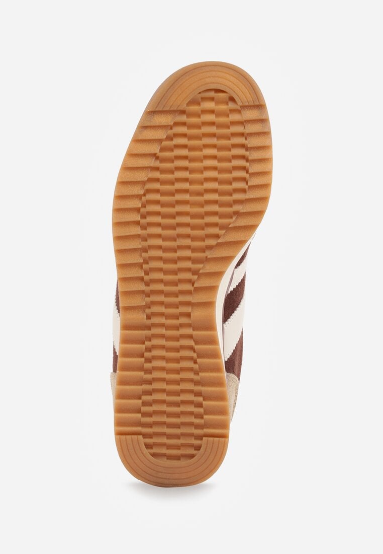 Brązowe Sneakersy Ozdobione z Boku Paskami Ariene