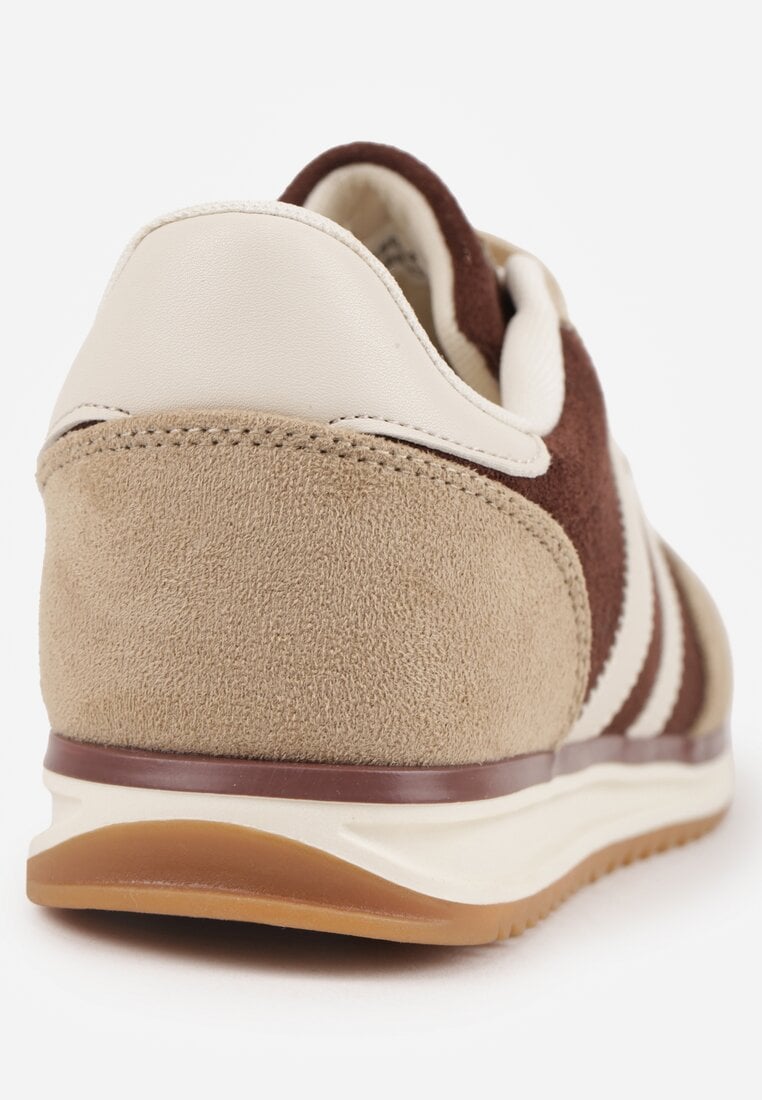 Brązowe Sneakersy Ozdobione z Boku Paskami Ariene