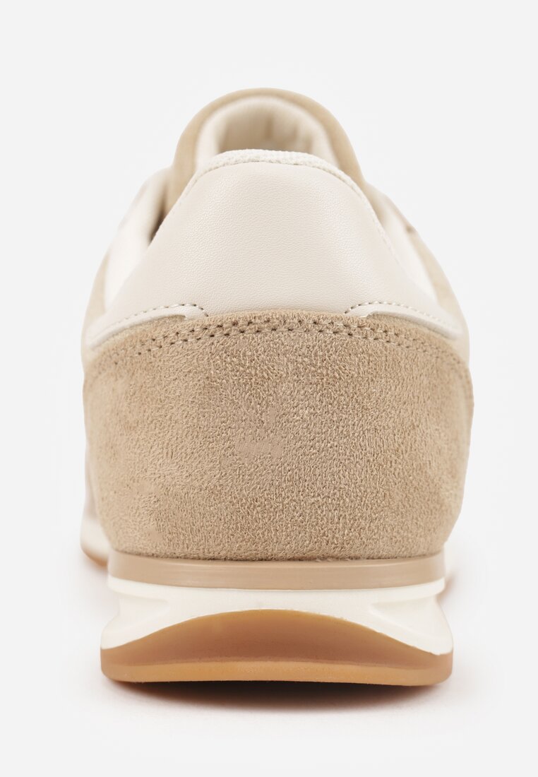 Beżowe Sneakersy Ozdobione z Boku Paskami Ariene