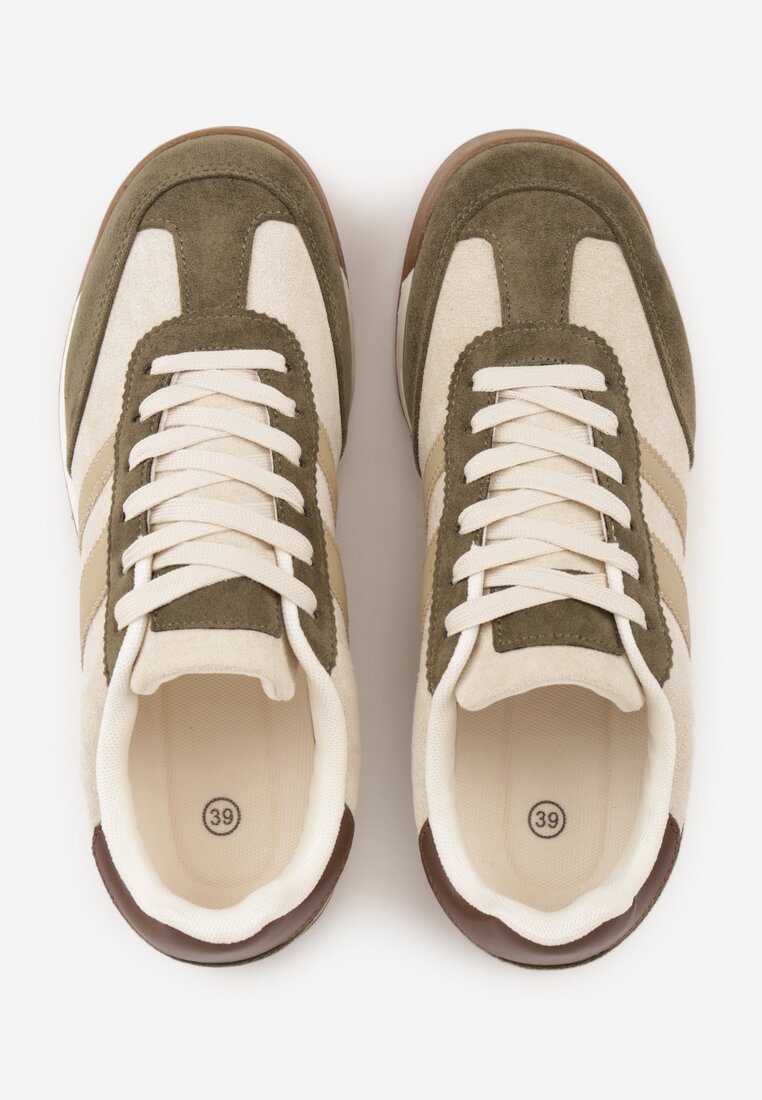 Zielone Sneakersy Ozdobione z Boku Paskami Ariene