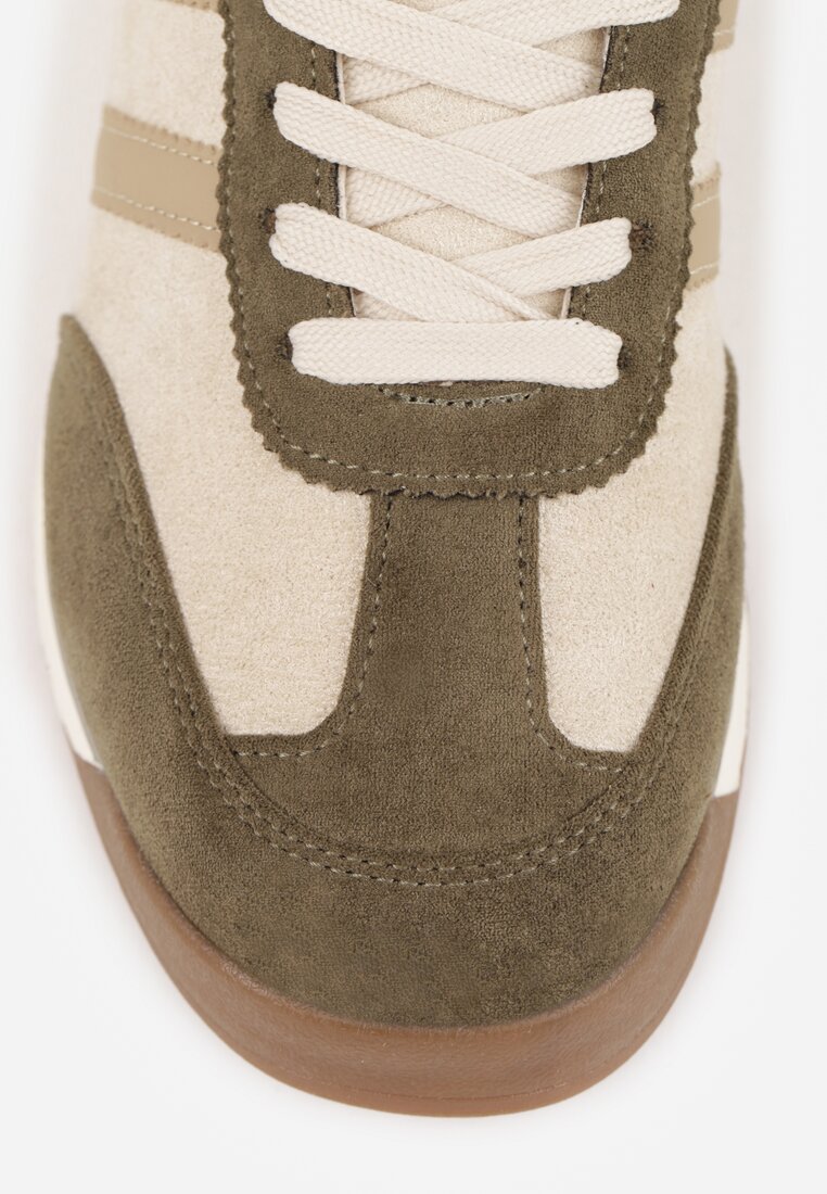 Zielone Sneakersy Ozdobione z Boku Paskami Ariene