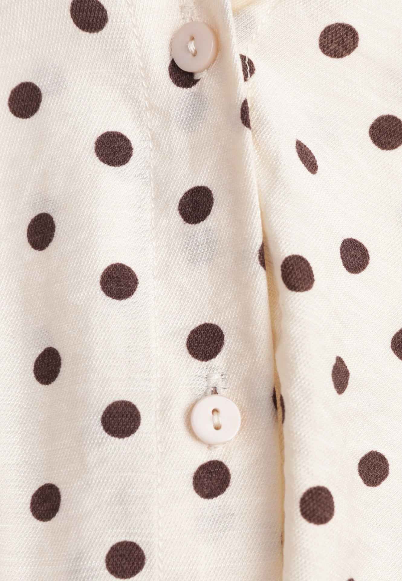 Beżowa Koszula w Groszki z Wiskozy Zdobiona Węzłem Aetherissa