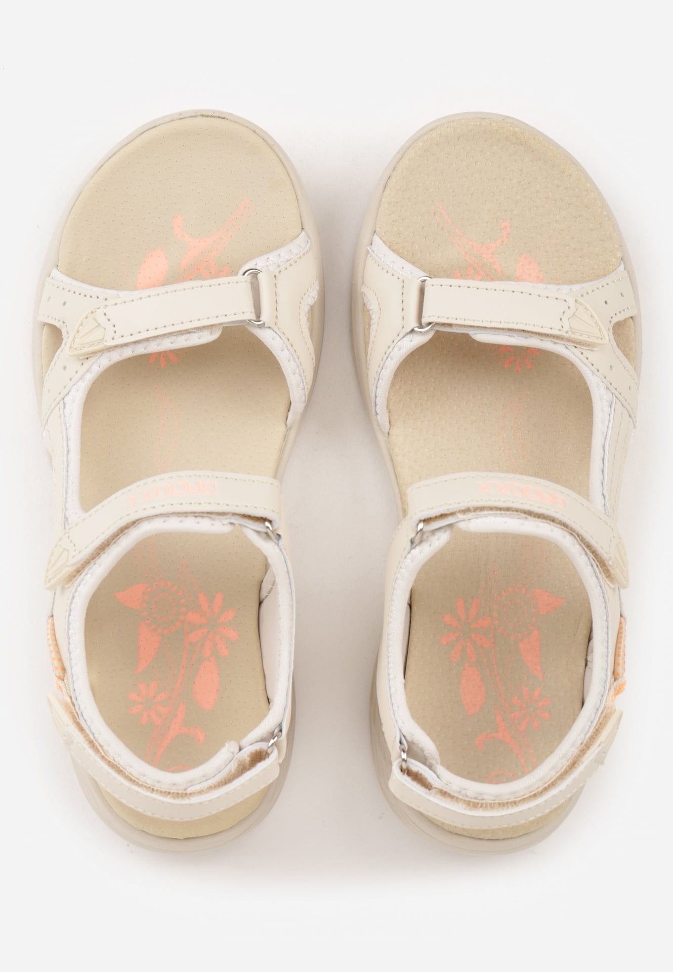 Jasnobeżowe Sandały z Wkładką ze Skóry Naturalnej i Zapięciem na Rzep Sambuca