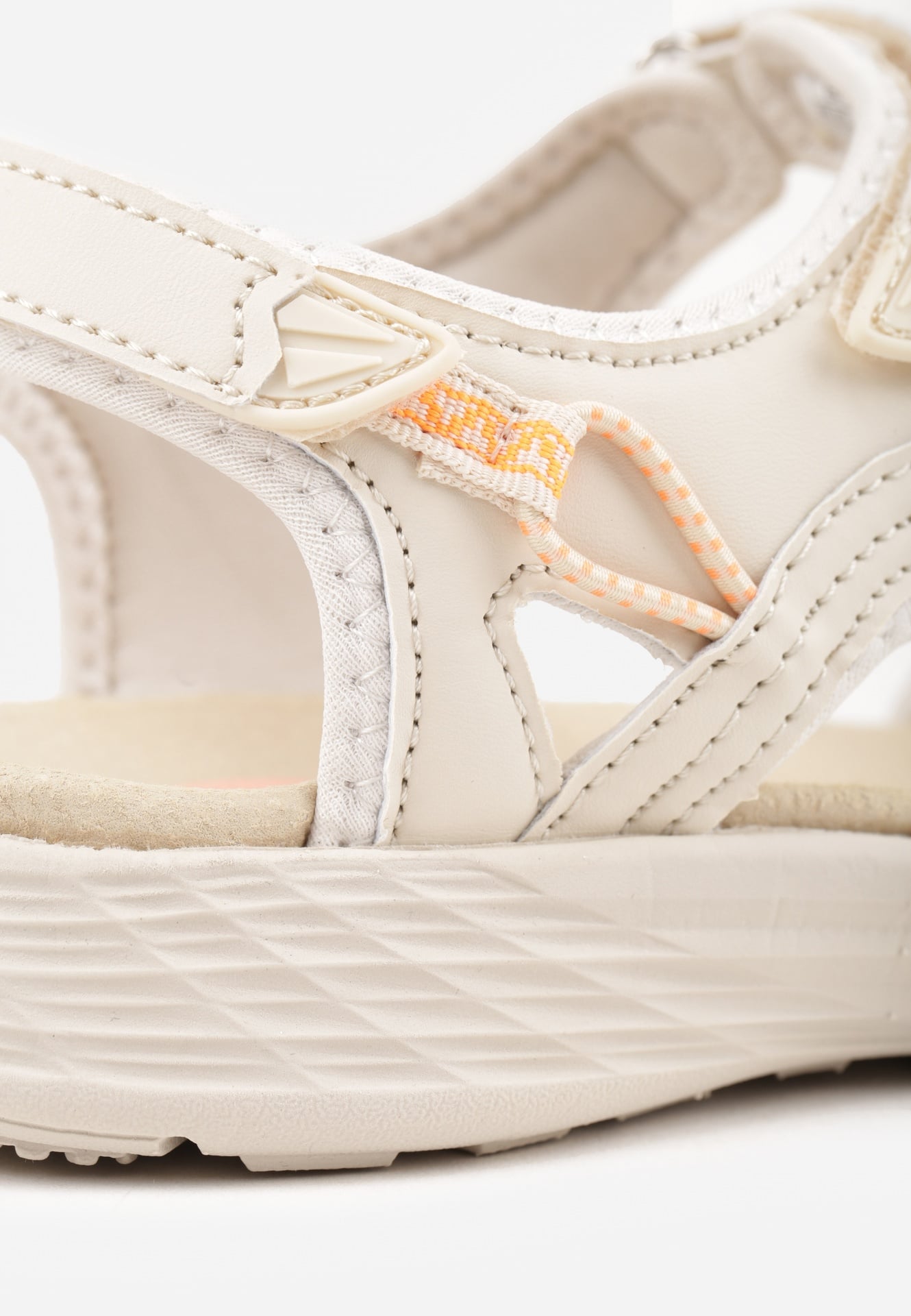 Jasnobeżowe Sandały z Wkładką ze Skóry Naturalnej i Zapięciem na Rzep Sambuca