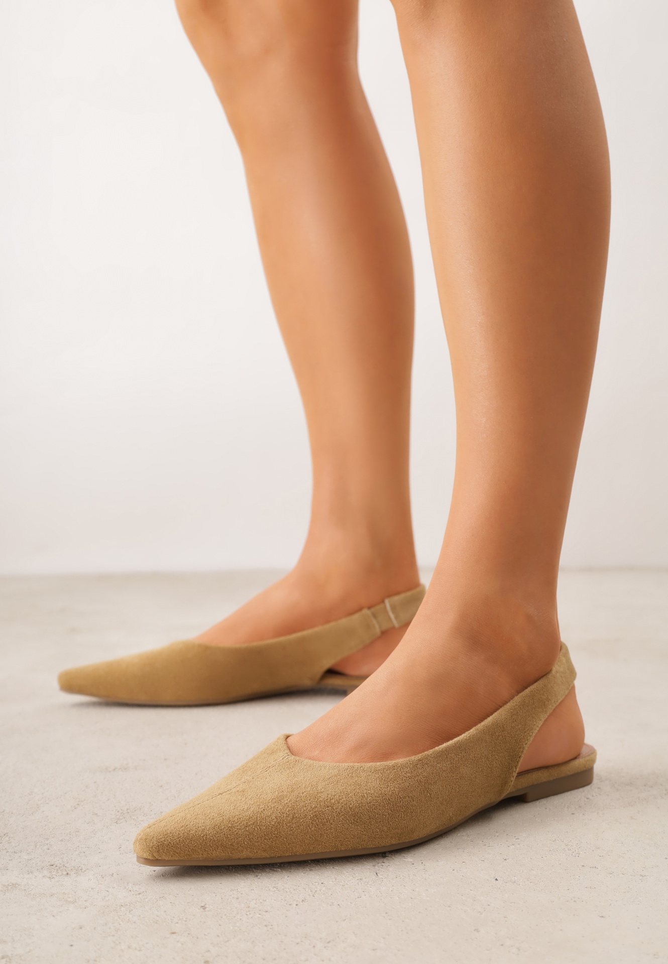 Ciemnobeżowe Balerinki Typu Slingback Diarin