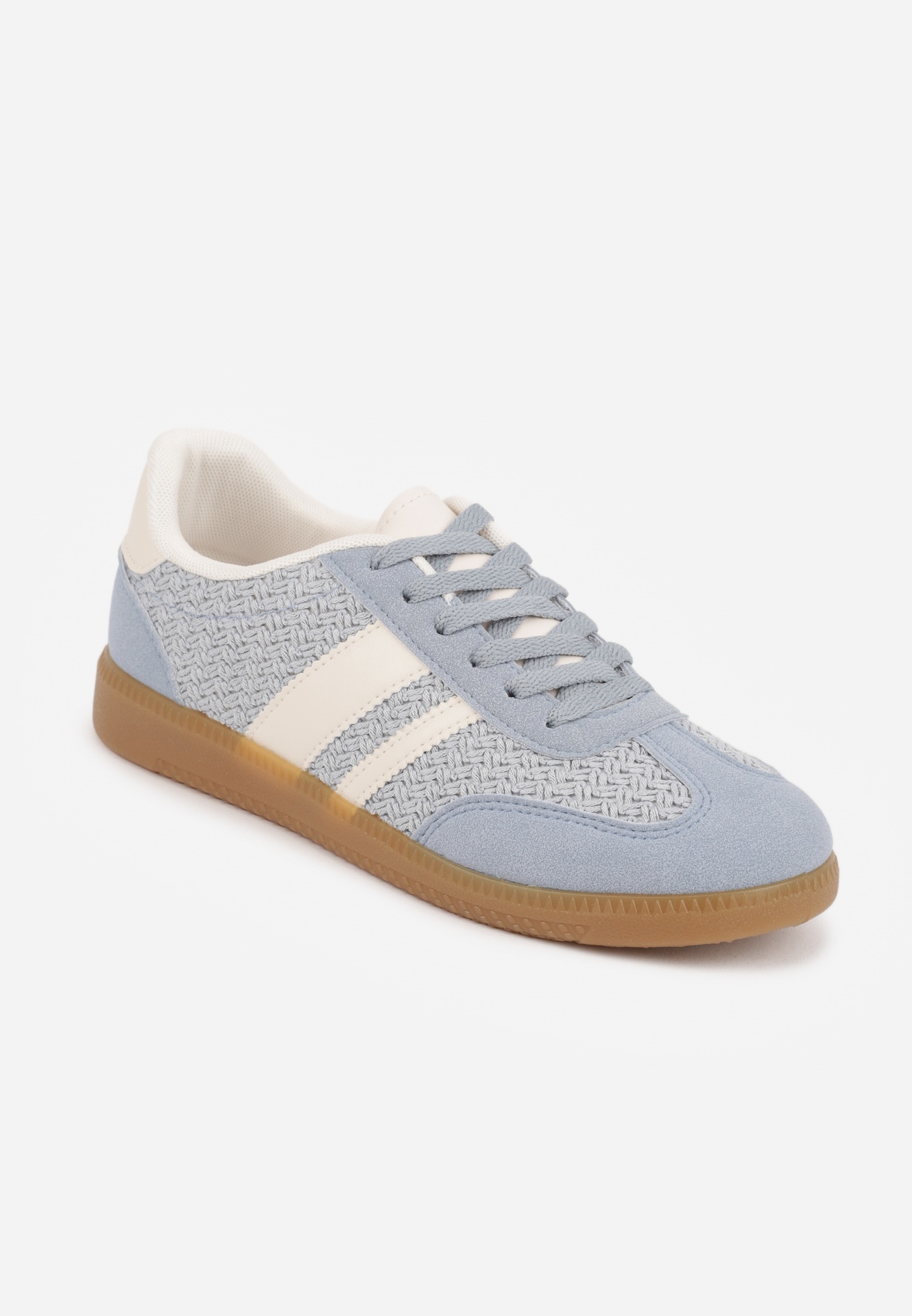 Niebieskie Sneakersy w Stylu Klasycznych Tenisówek z Cholewką z Plecionką Doriarissa