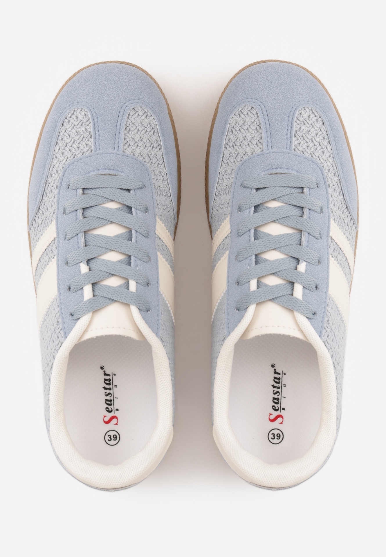 Niebieskie Sneakersy w Stylu Klasycznych Tenisówek z Cholewką z Plecionką Doriarissa