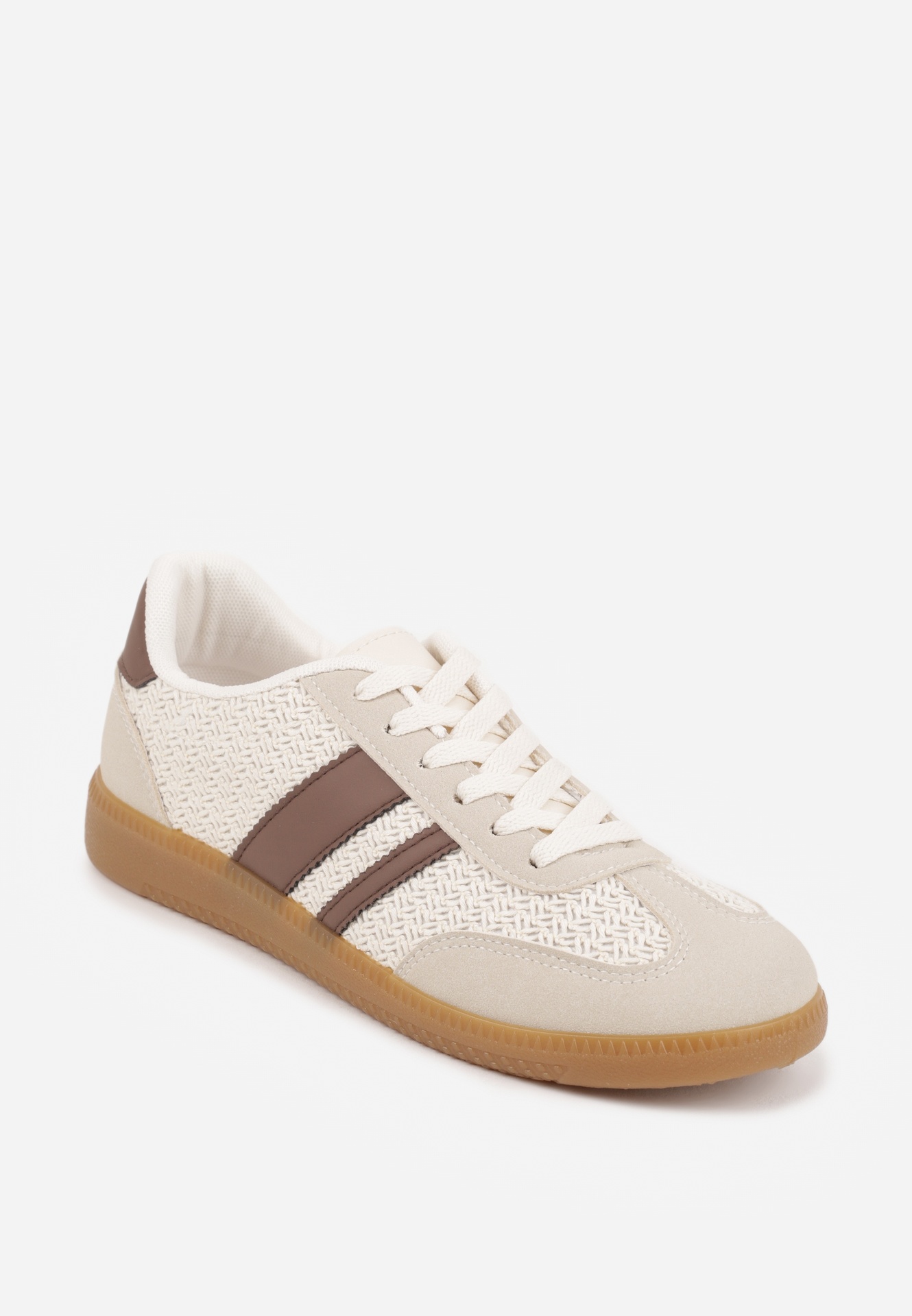 Brązowe Sneakersy w Stylu Klasycznych Tenisówek z Cholewką z Plecionką Doriarissa