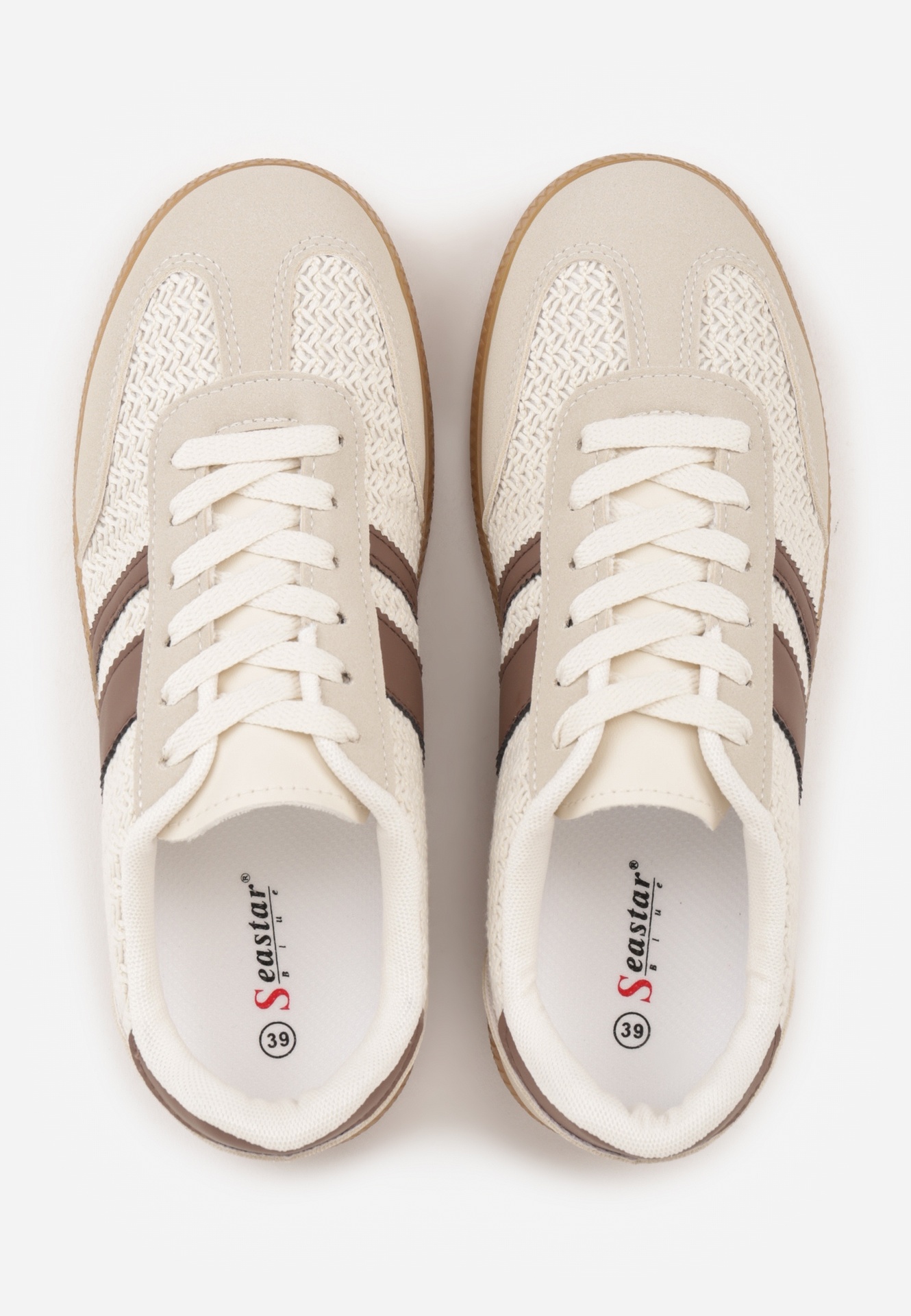 Brązowe Sneakersy w Stylu Klasycznych Tenisówek z Cholewką z Plecionką Doriarissa