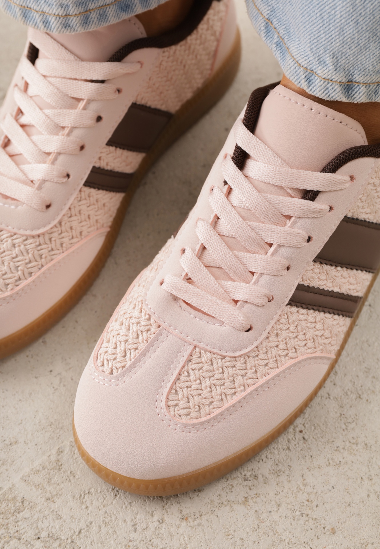 Różowe Sneakersy w Stylu Klasycznych Tenisówek z Cholewką z Plecionką Doriarissa