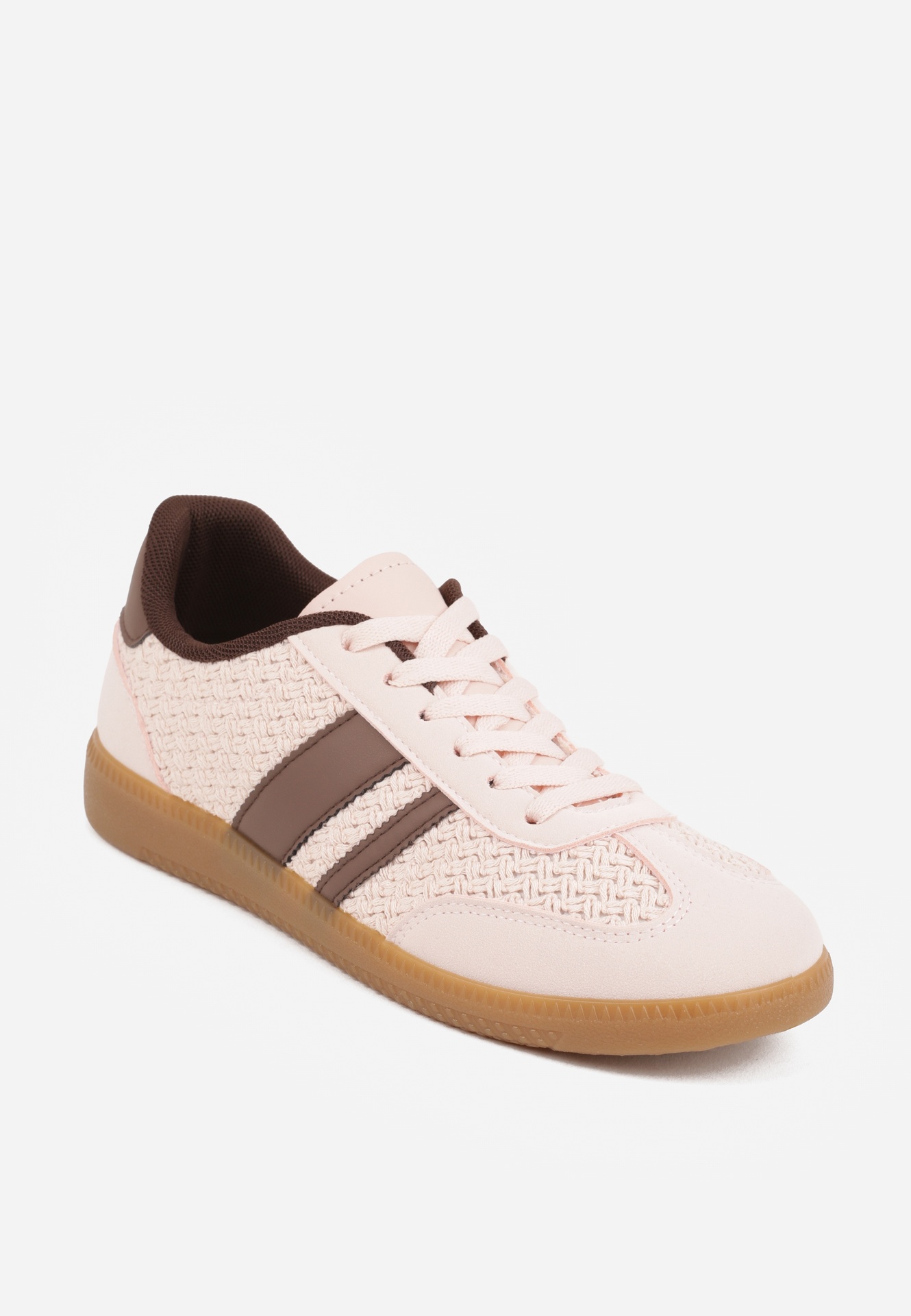 Różowe Sneakersy w Stylu Klasycznych Tenisówek z Cholewką z Plecionką Doriarissa