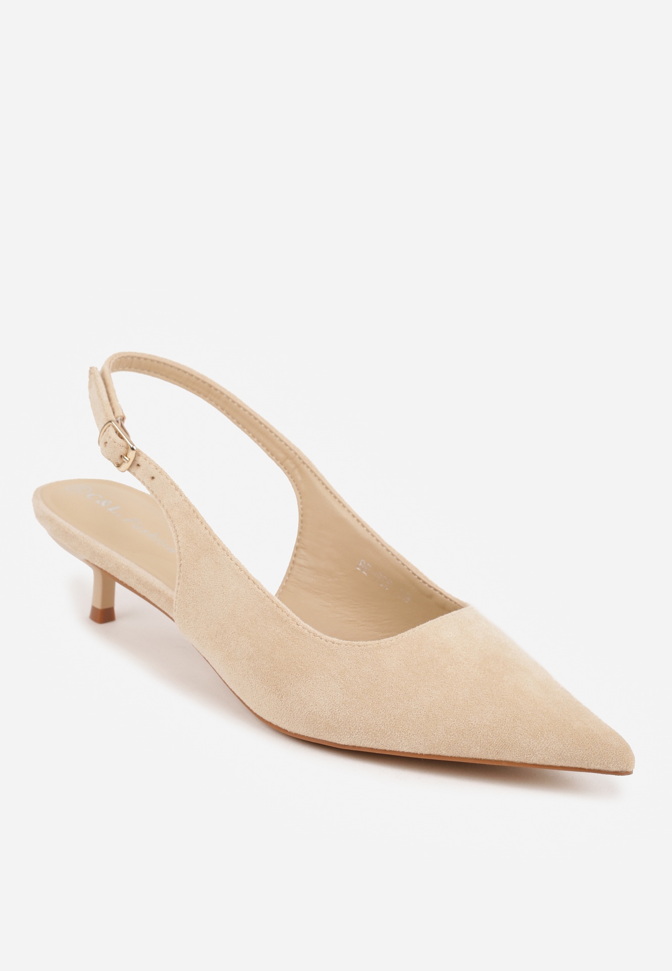 Beżowe Sandały Slingback na Szpilce Kaczuszce Vetilia