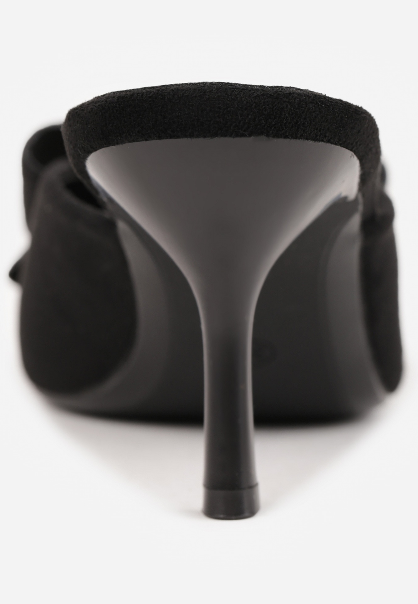 Czarne Klapki Mule na Szpilce z Kokardką Kimoseis