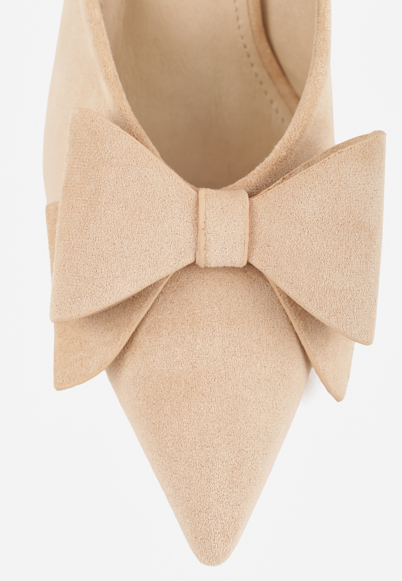 Beżowe Klapki Mule na Szpilce z Kokardką Kimoseis