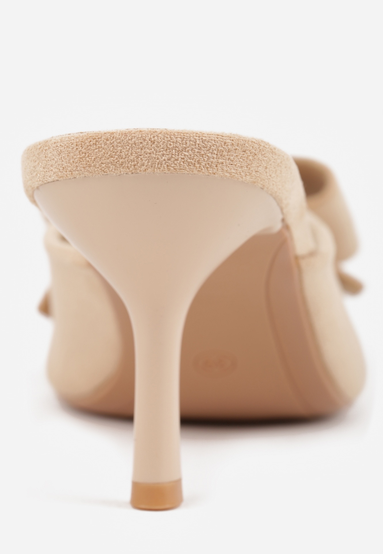 Beżowe Klapki Mule na Szpilce z Kokardką Kimoseis