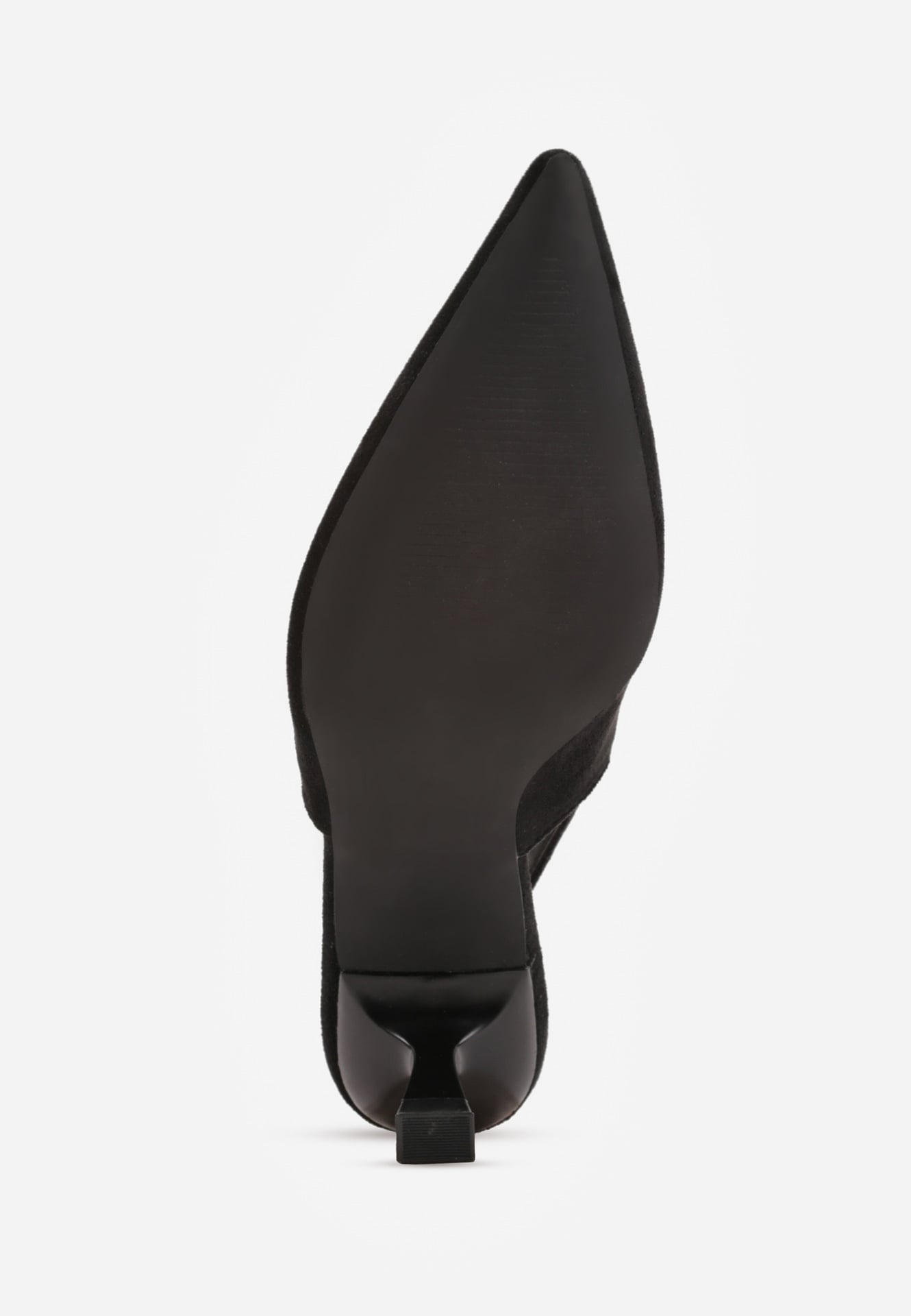 Czarne Czółenka Slingback na Kaczuszce z Imitacji Zamszu Mairiko