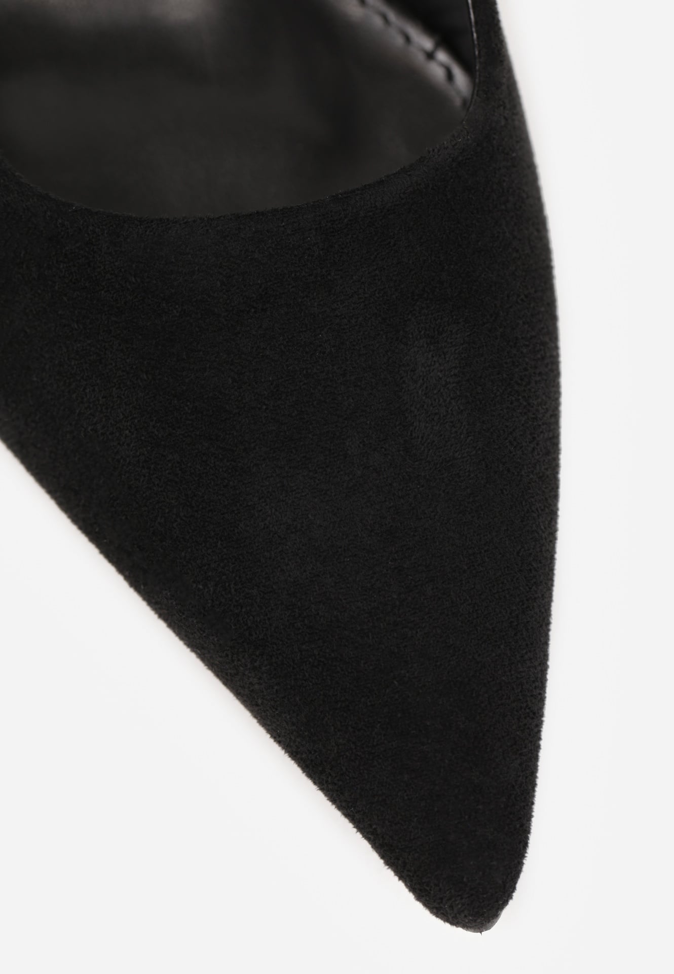 Czarne Czółenka Slingback na Kaczuszce z Imitacji Zamszu Mairiko