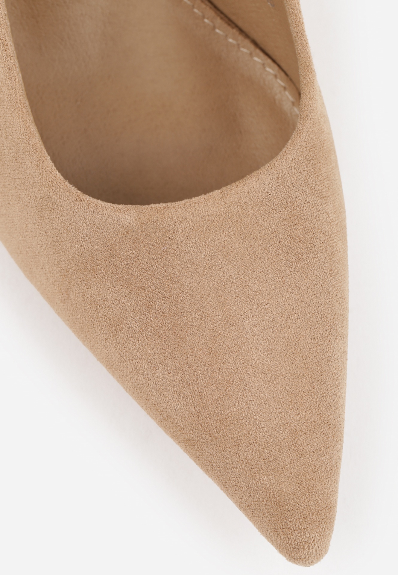 Ciemnobeżowe Czółenka Slingback na Kaczuszce z Imitacji Zamszu Mairiko