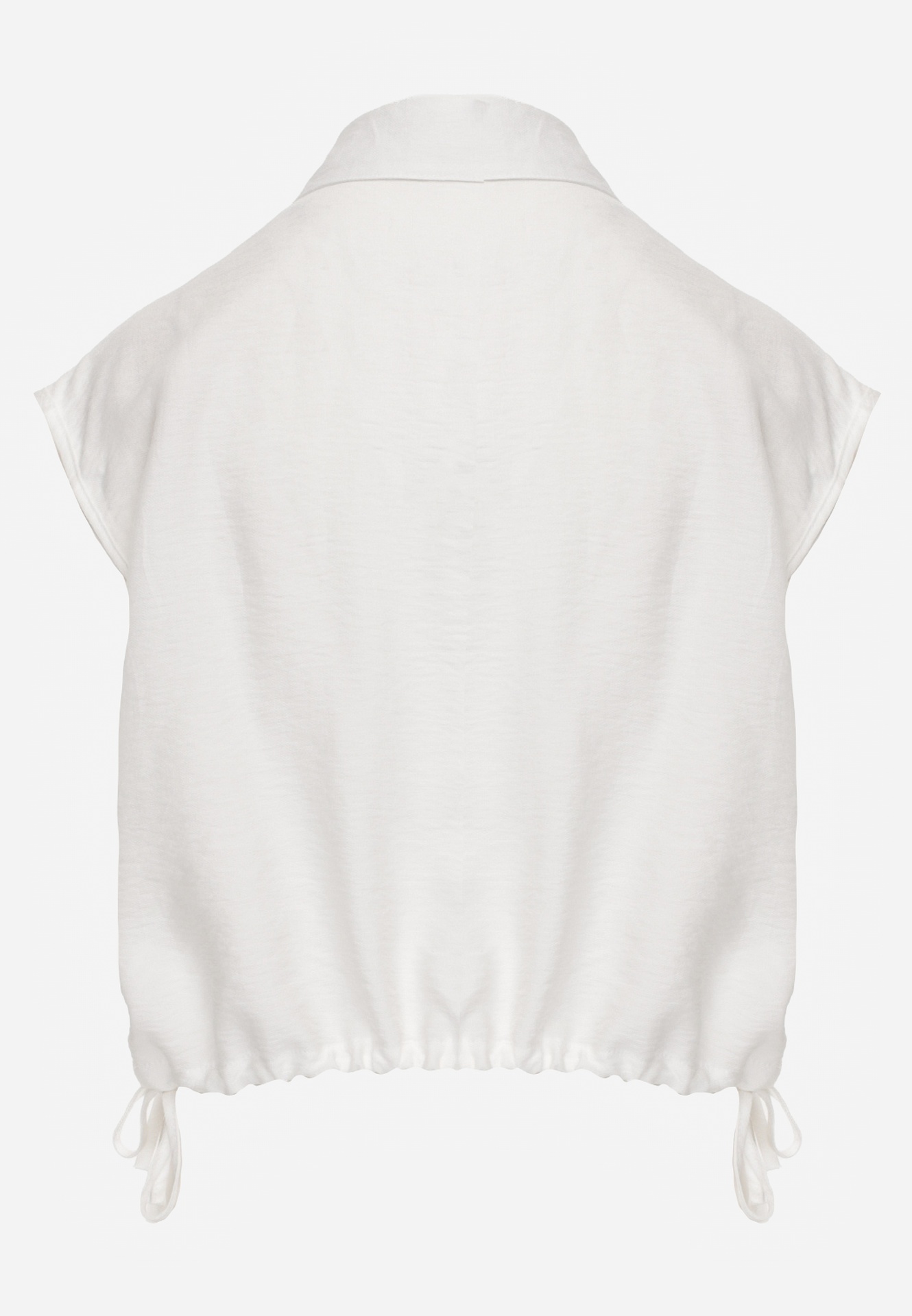 Biała Boho Koszula z Wiskozy Bez Rękawów ze Ściągaczem w Talii Assabel