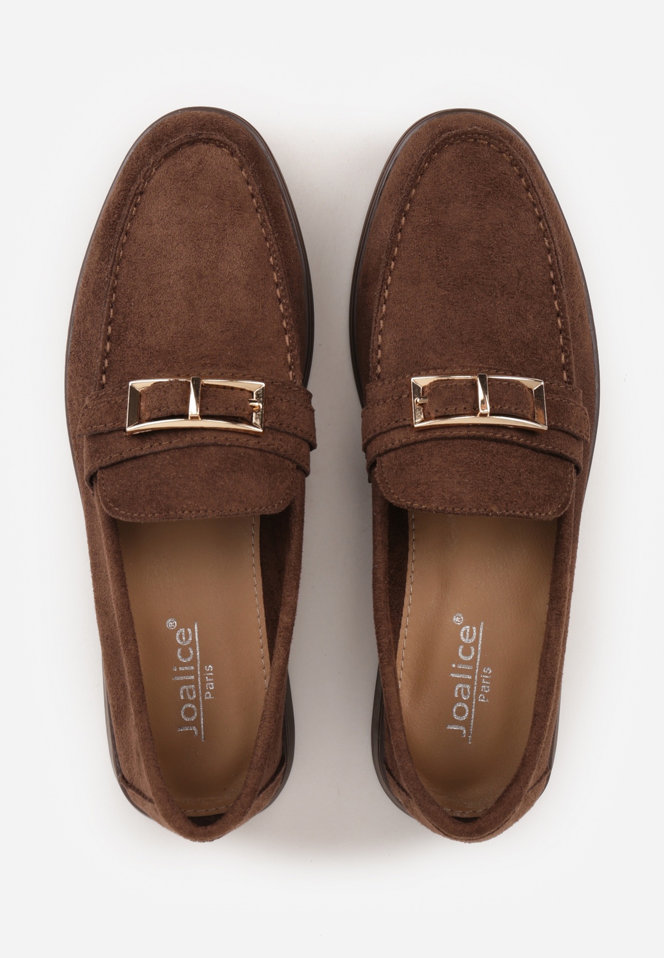 Brązowe Mokasyny Ozdobione Metaliczną Klamrą Murielori