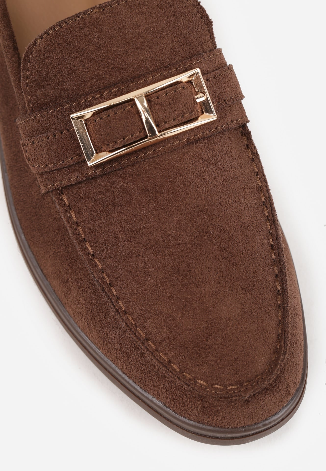 Brązowe Mokasyny Ozdobione Metaliczną Klamrą Murielori