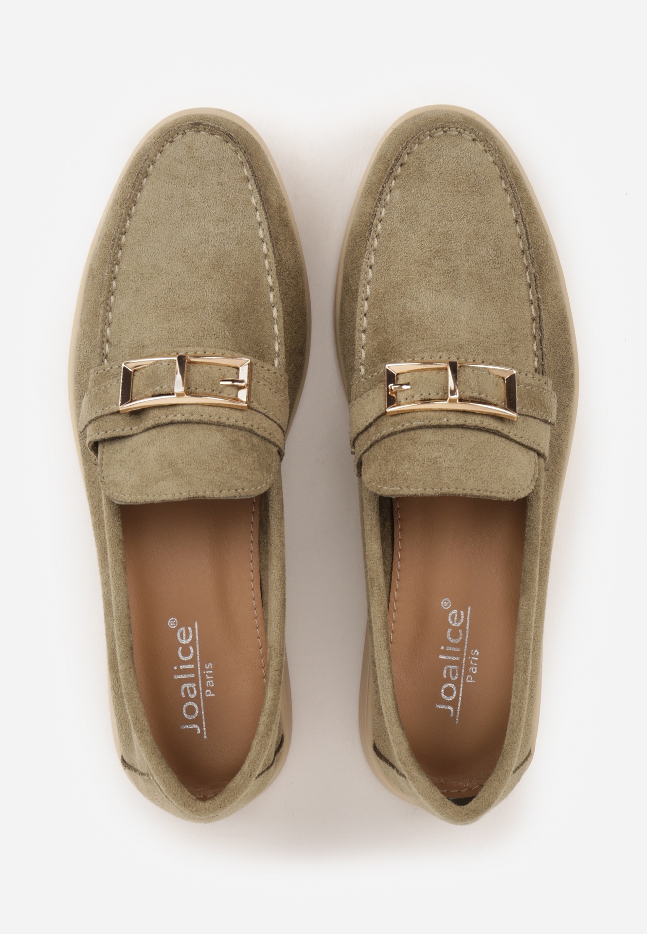 Zielone Mokasyny Ozdobione Metaliczną Klamrą Murielori