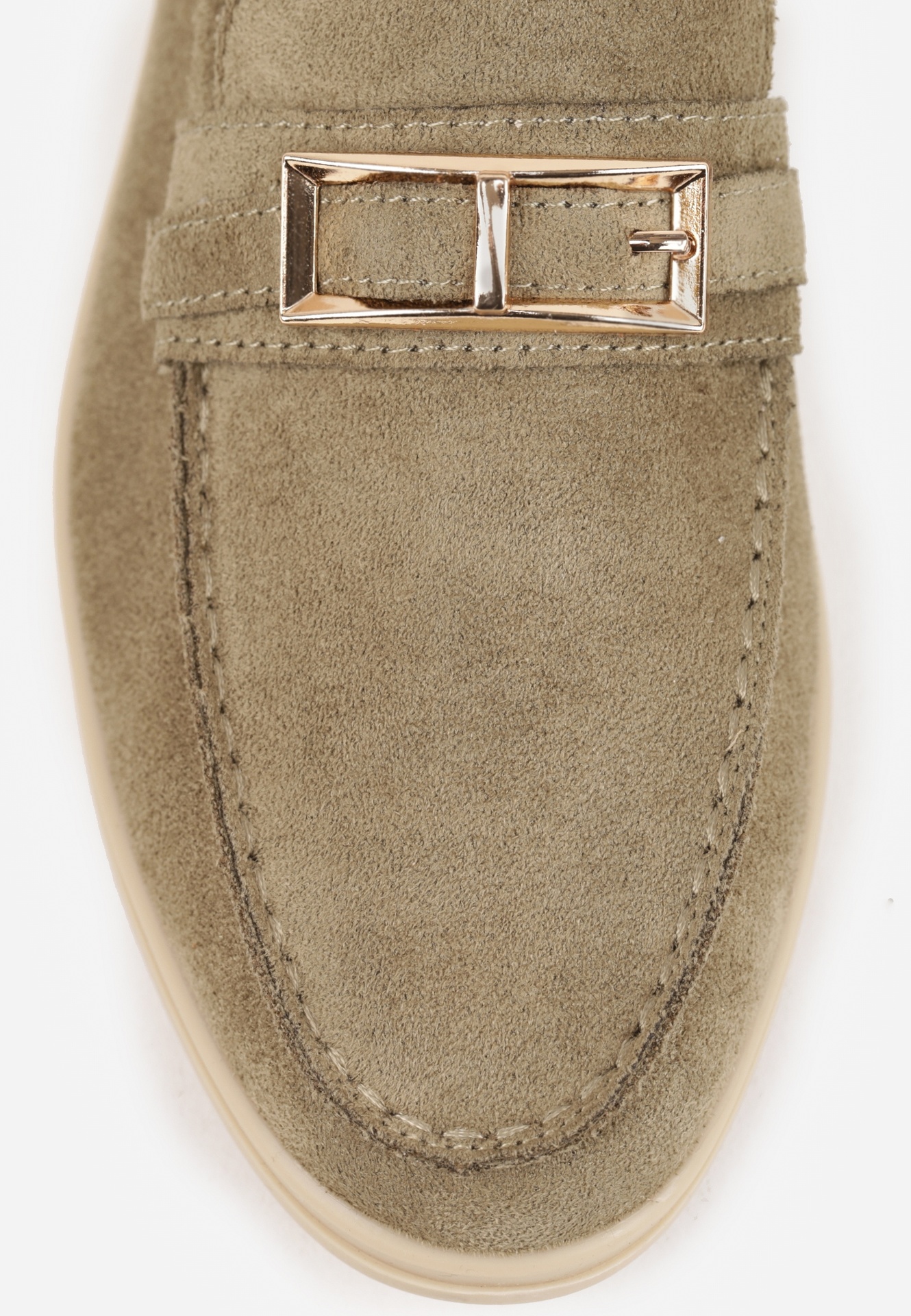 Zielone Mokasyny Ozdobione Metaliczną Klamrą Murielori