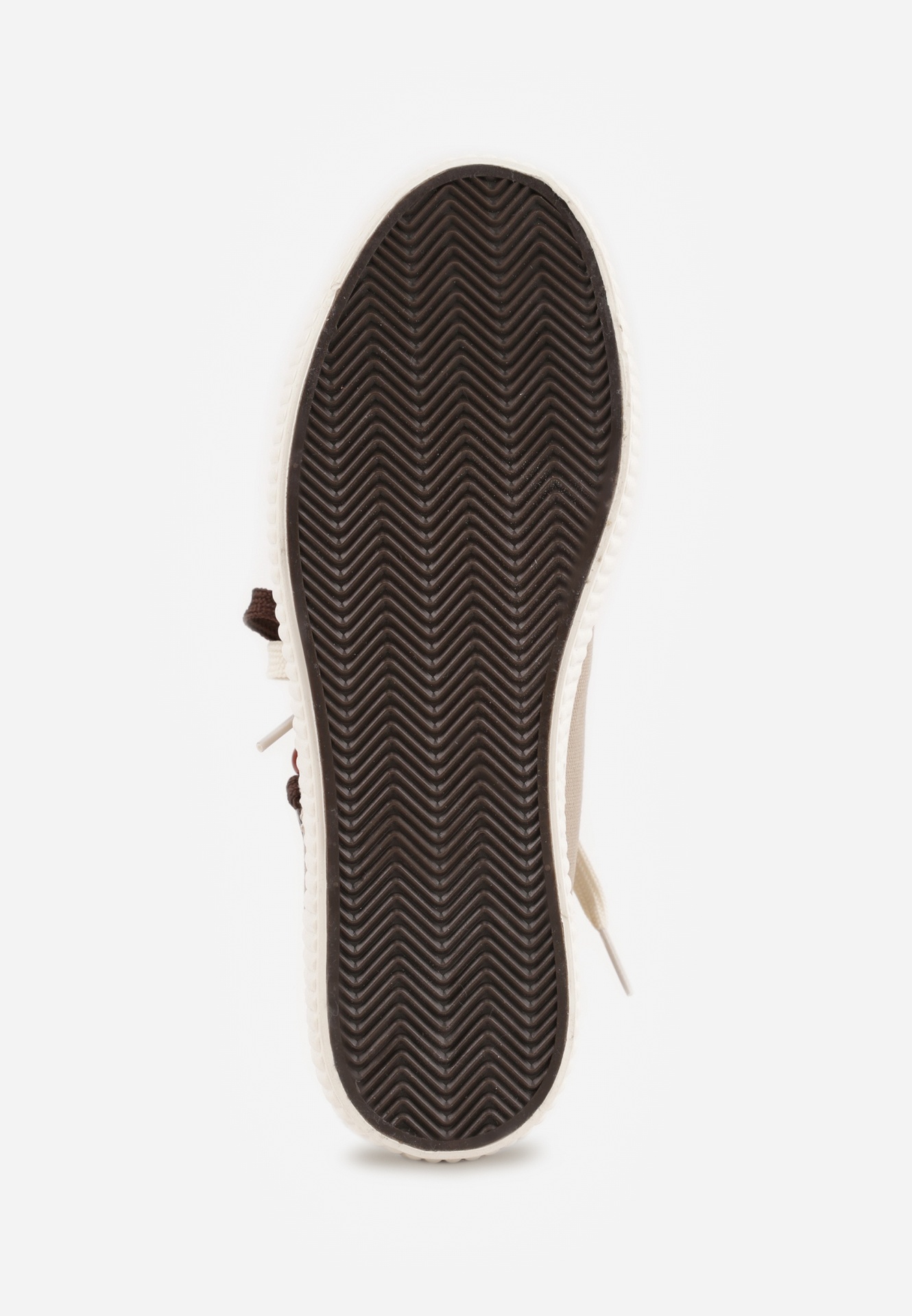 Beżowe Niskie Trampki z Podwójnymi Sznurówkami na Tłoczonej Platformie Astedella