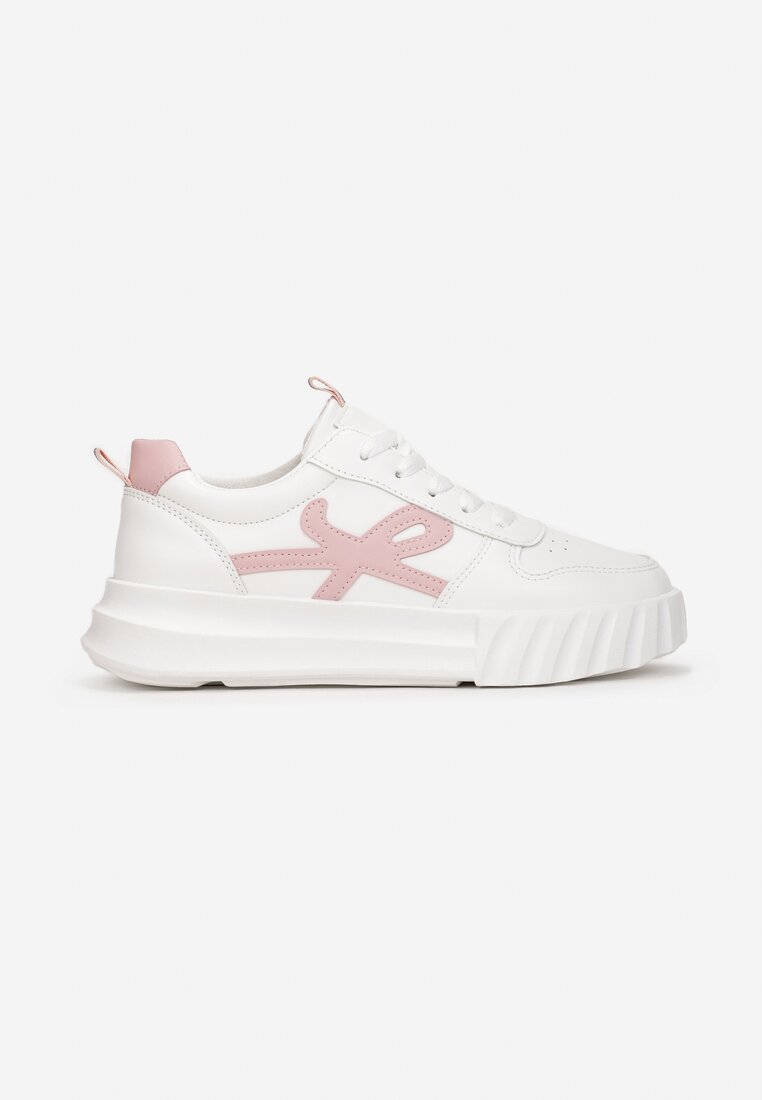 Biało-Różowe Sneakersy na Platformie Pheladia