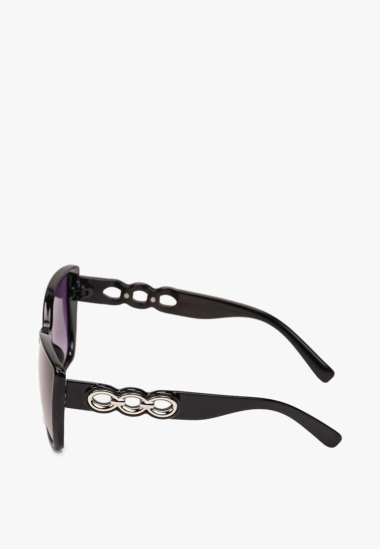 Czarne Przeciwsłoneczne Okulary Retro Kocie Oczy z Ozdobnymi Nausznikami z Etui Niovoda