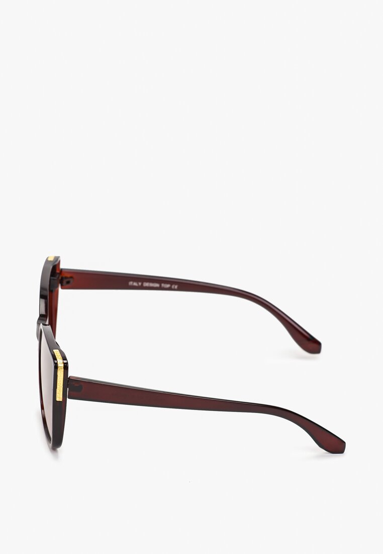 Brązowe Okulary Przeciwsłoneczne z Ozdobnymi Oprawkami Lurio