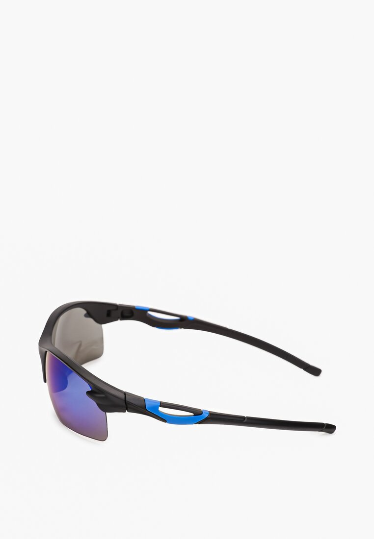 Granatowe Sportowe Okulary Przeciwsłoneczne z Lustrzanymi Soczewkami UNISEX Lupis
