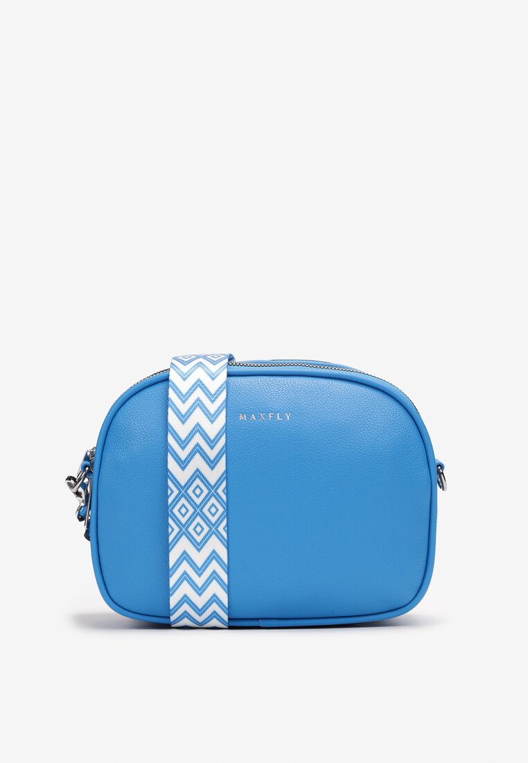 Niebieska Torebka Cross Body z Dekoracyjnym Paskiem Devottel