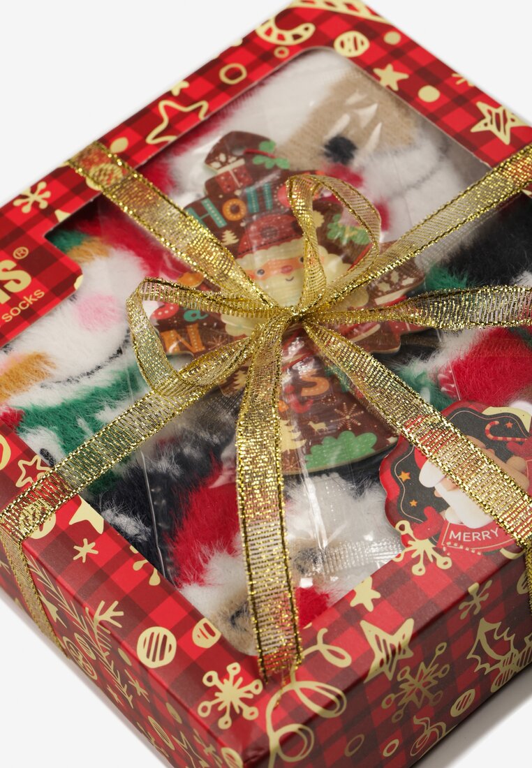 Wielokolorowe 4-pack Świąteczne Skarpety z Moheru Wispine