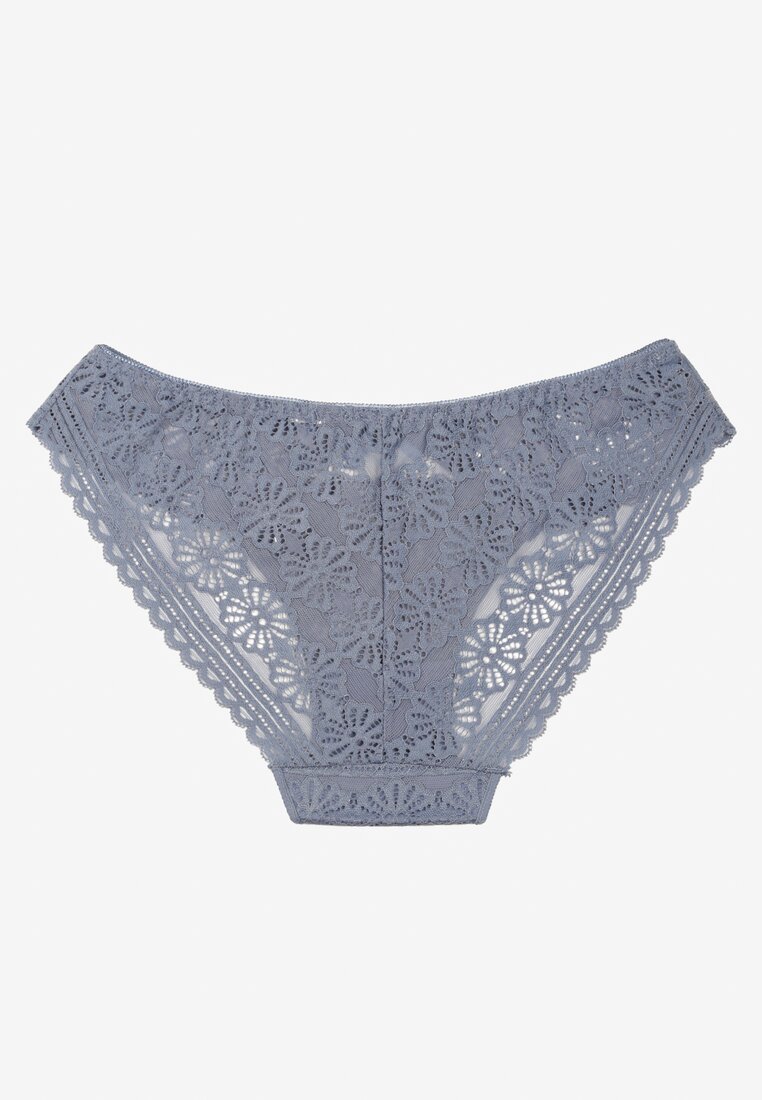 Chilot Albastru Tip Brazilian cu Dantelă Florală Liviare