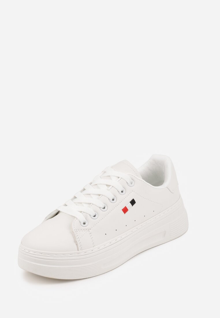 Białe Minimalistyczne Sneakersy VICES o Fasonie Tenisówek na Platformie Halanatea