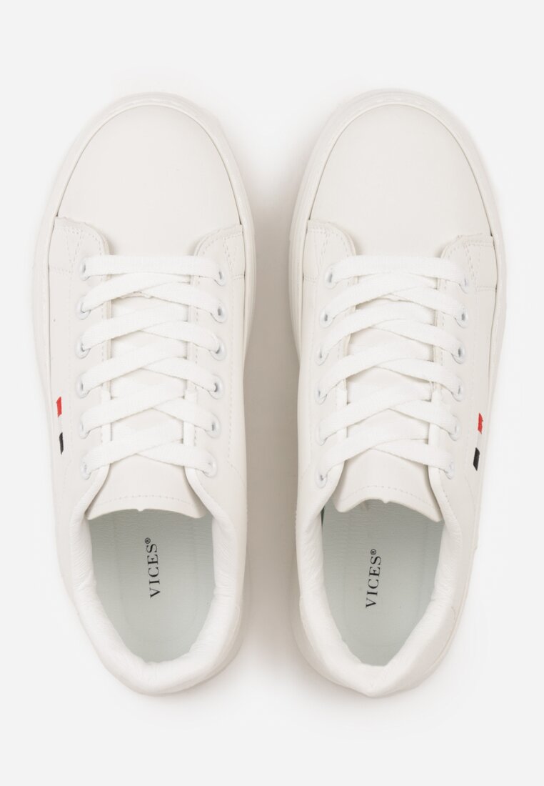 Białe Minimalistyczne Sneakersy VICES o Fasonie Tenisówek na Platformie Halanatea