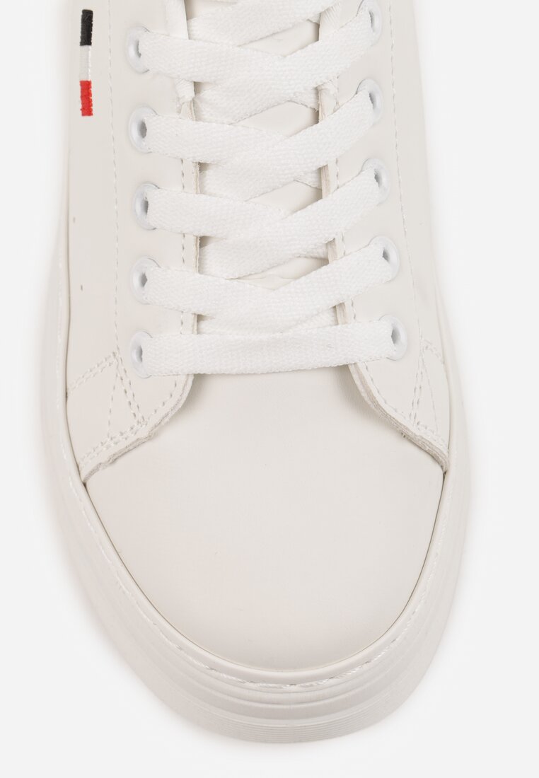 Białe Minimalistyczne Sneakersy VICES o Fasonie Tenisówek na Platformie Halanatea