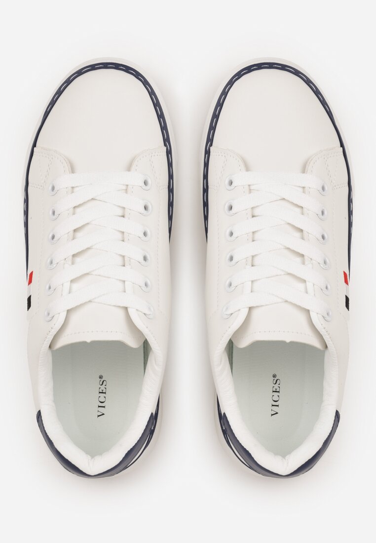 Biało-Granatowe Basicowe Sneakersy VICES Zdobione Kontrastową Lamówką przy Podeszwie Cezita