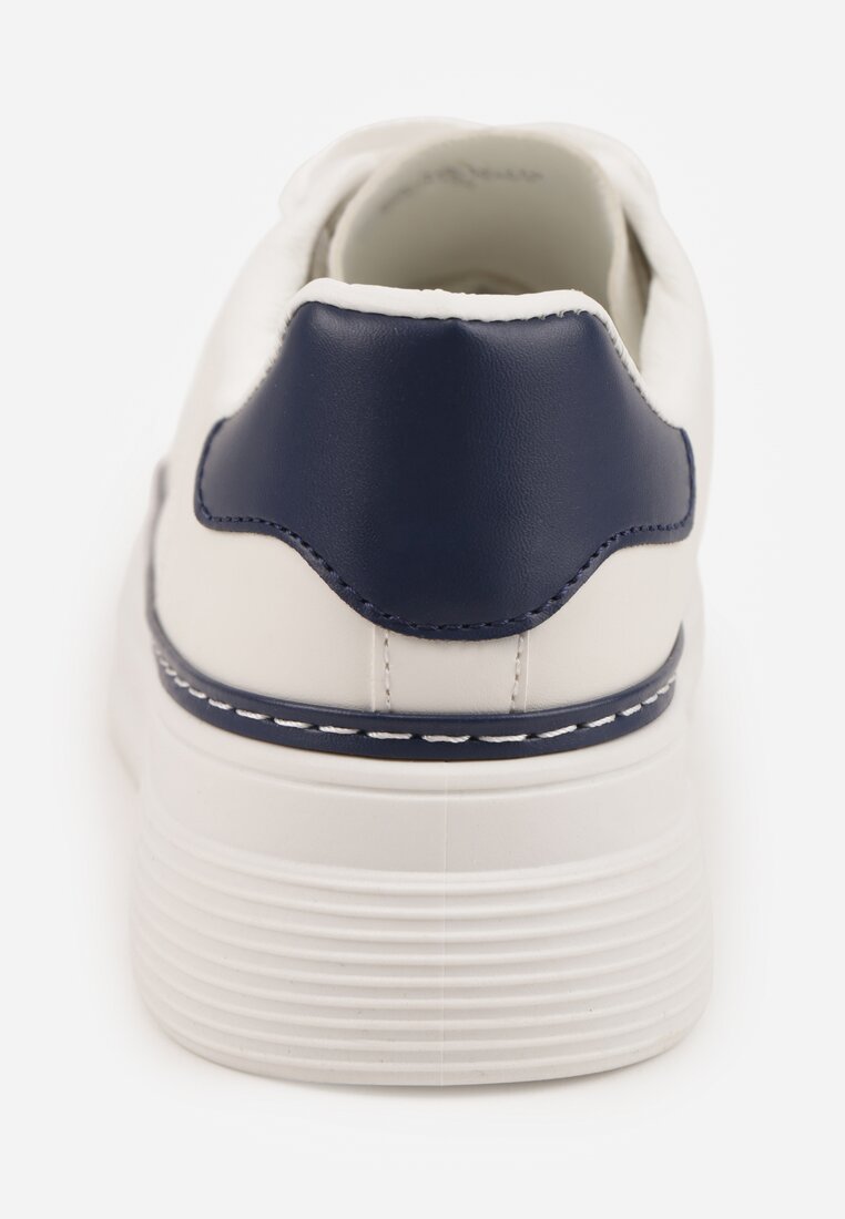 Biało-Granatowe Basicowe Sneakersy VICES Zdobione Kontrastową Lamówką przy Podeszwie Cezita