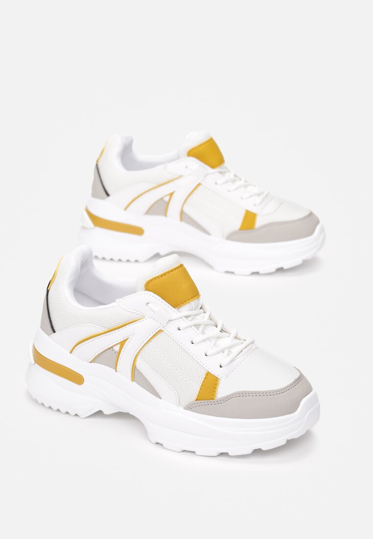 Biało-Żółte Sneakersy Hainei
