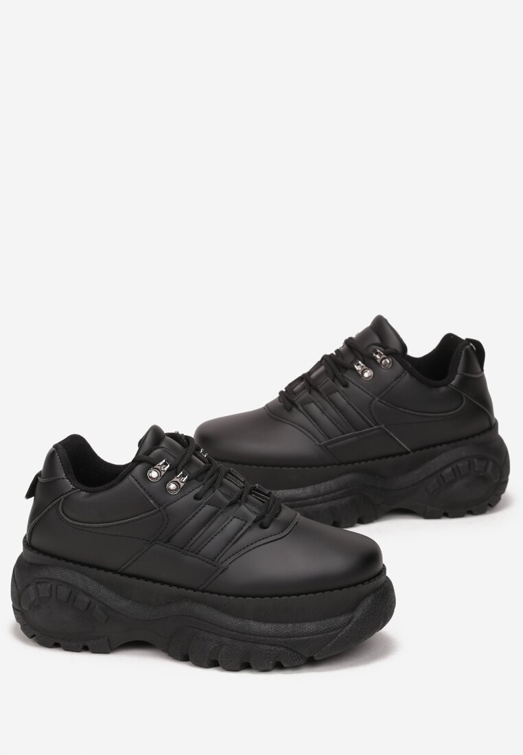 Czarne Sneakersy na Platformie Show Me