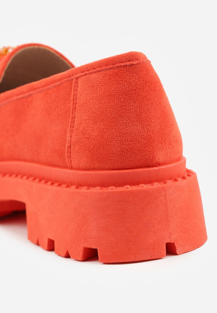 Mocasini Portocalii cu Aplicație de Mărgele Bijuterie Viatalia