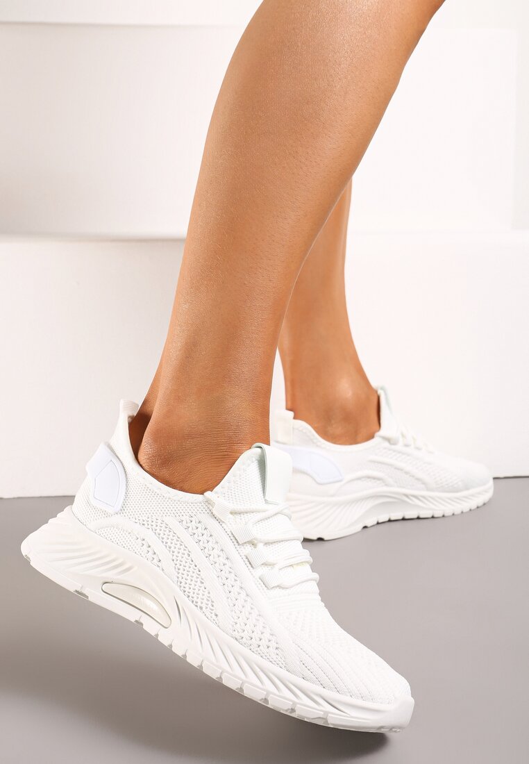 Białe Buty Sportowe na Platformie ze Sznurowaniem Adelmarie
