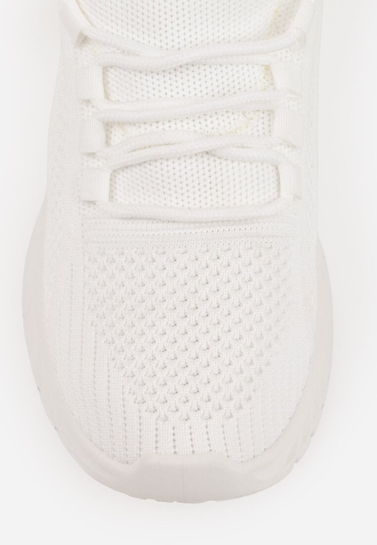 Białe Buty Sportowe na Platformie ze Sznurowaniem Adelmarie