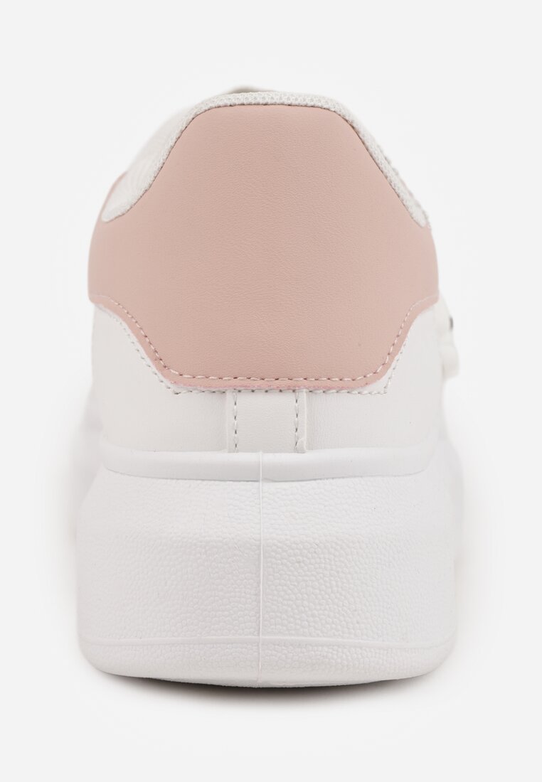 Biało-Różowe Casualowe Sneakersy z Zawieszką Misiem Ulevidia