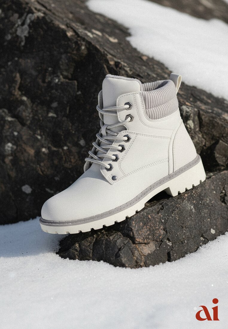 Szare Sznurowane Casualowe Traperki na Płaskiej Podeszwie Relobia